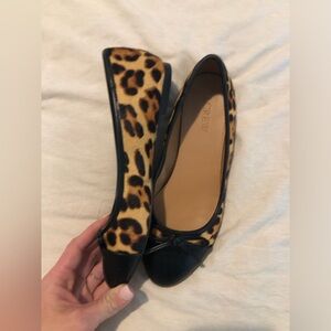 J. Crew Leopard Print Ballet Flats with Black Accents 2400